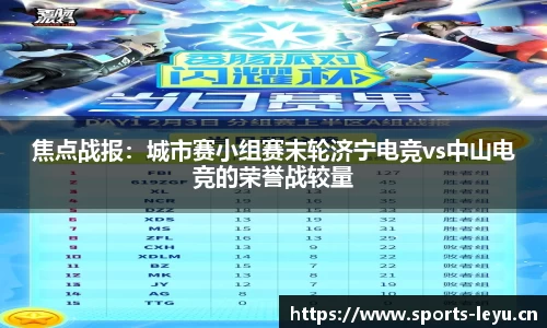 焦点战报：城市赛小组赛末轮济宁电竞vs中山电竞的荣誉战较量
